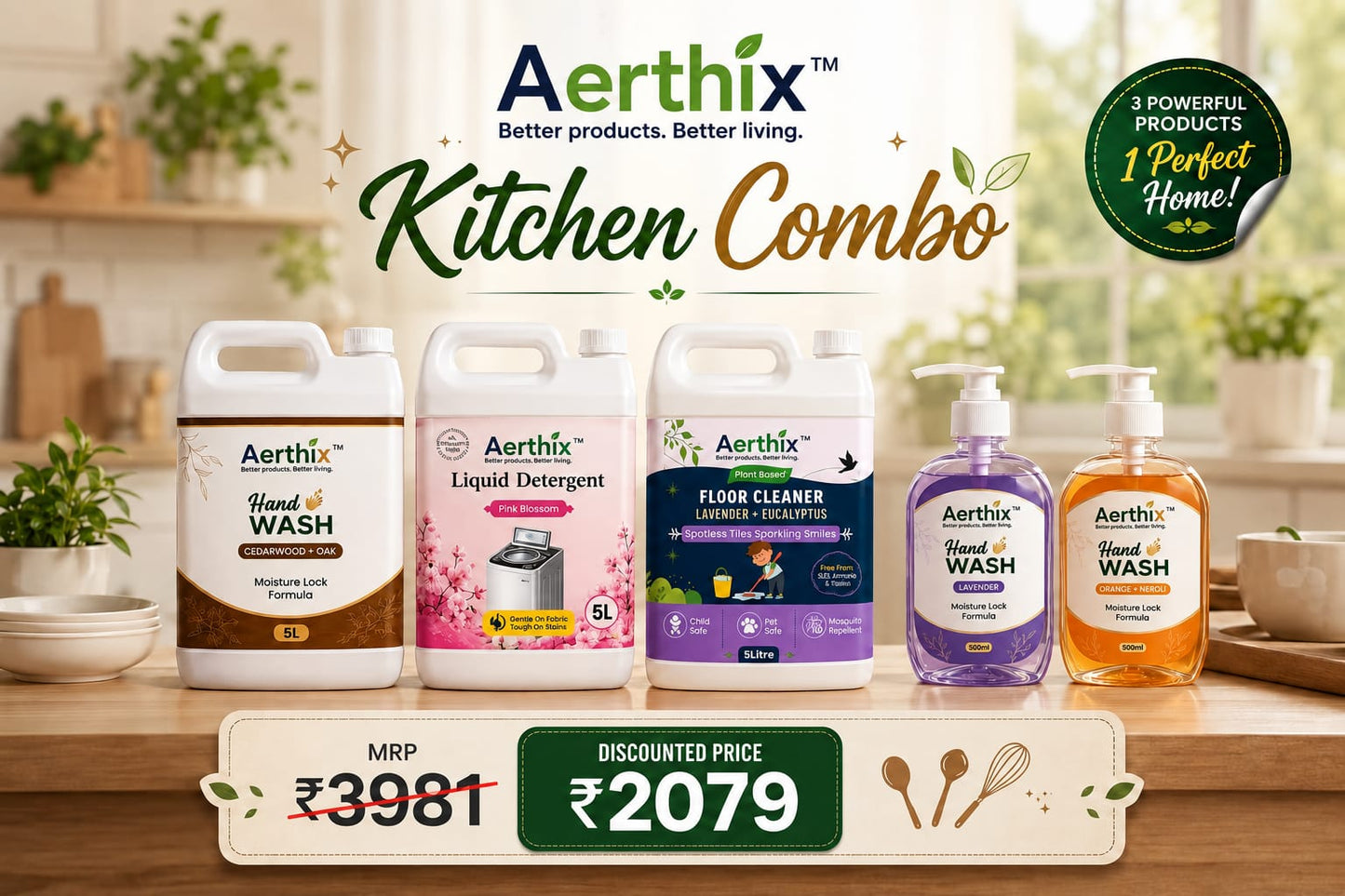 Aerthix Kitchen Combo – Complete Kitchen Cleaning & Hand Care Pack